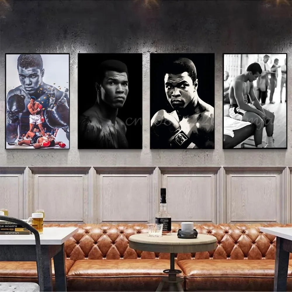 1 قطعة الملاكم M-محمد علي المشارك ذاتية اللصق الفن ورق مقاوم للماء ملصق مقهى بار غرفة جدار ديكور