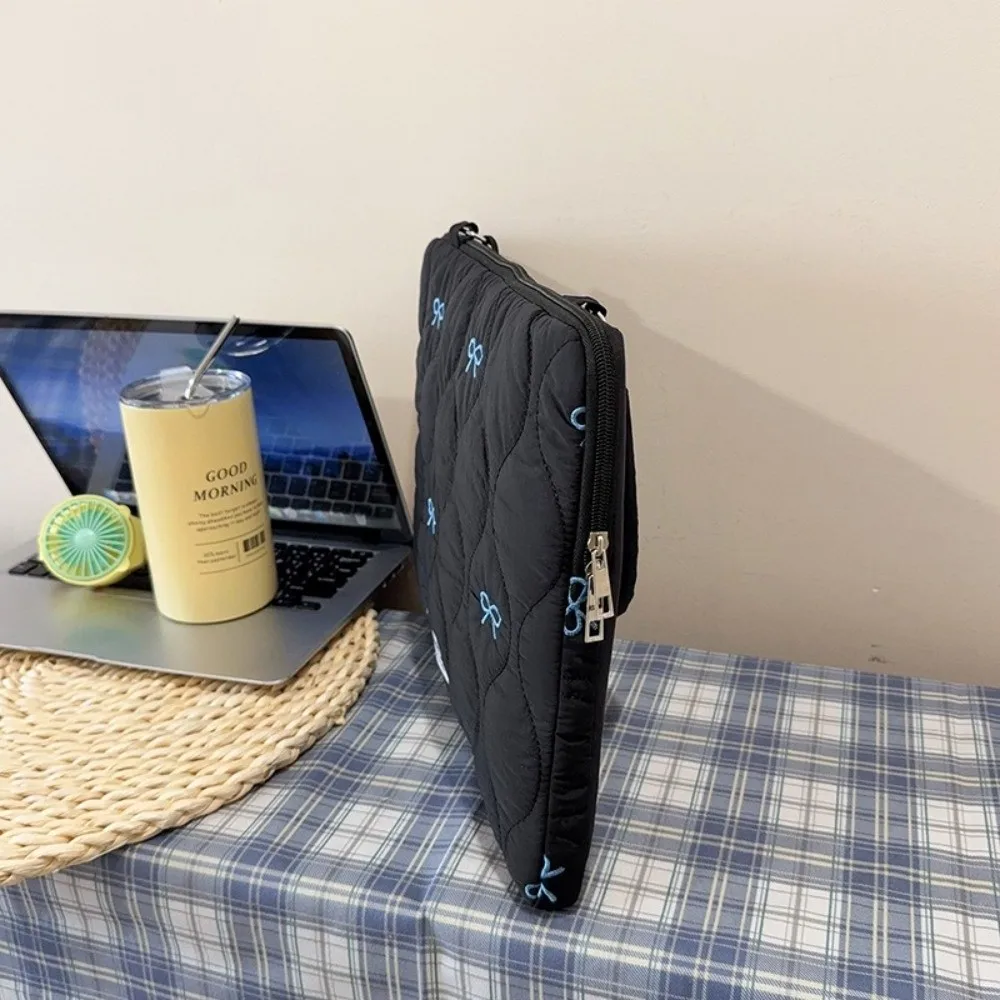 Bowknot 13-15.6inch Laptop Sleeve Large Capacity Shockproof Tablet Handbag Multifunctional Puffy Laptop Case Universal
