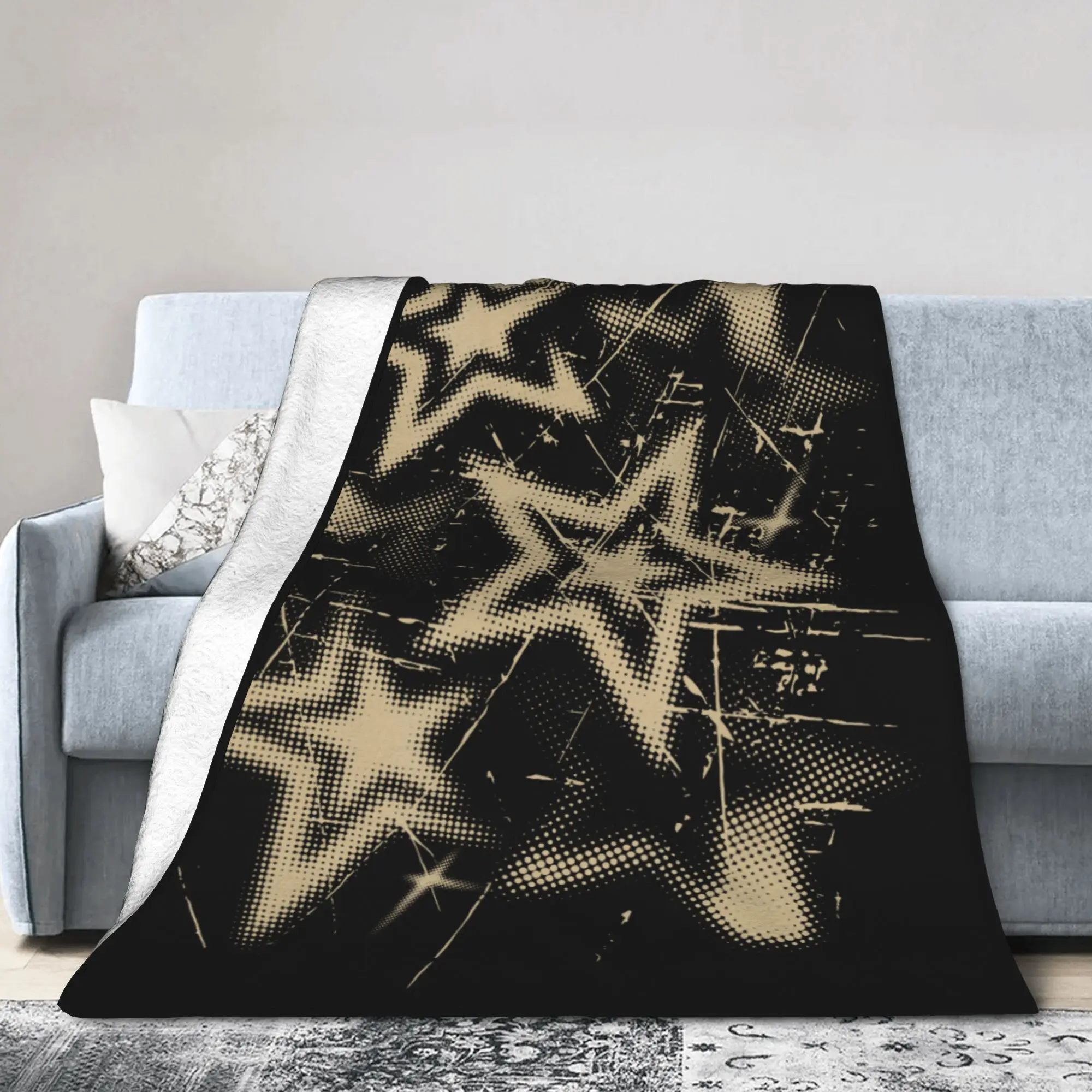 Y2k Grunge Stars 2000s Cyber Funny Blanket Cover Flannel Vintage Lightweight Thin Throw Blankets Bedding Airplane Multifunction