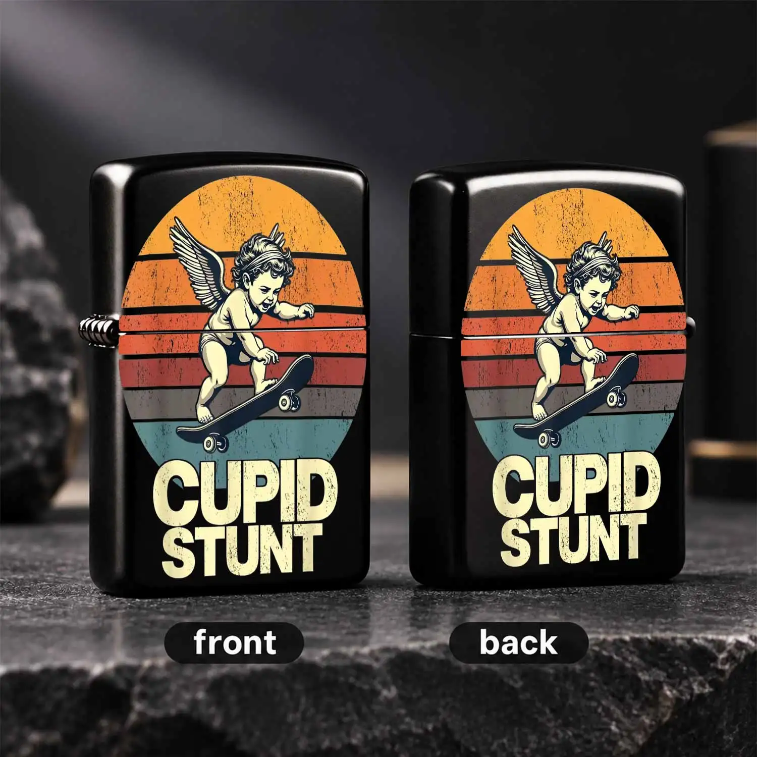 Vintage Cupid Skateboarding Themed Decorative Lighter Retro Fun Cool Street Style Portable Daily Use Accessory Perfect Unique Trendy Gift For Friends Suitable For All Kinds Of Scenarios A Humorous And Interesting Lighter