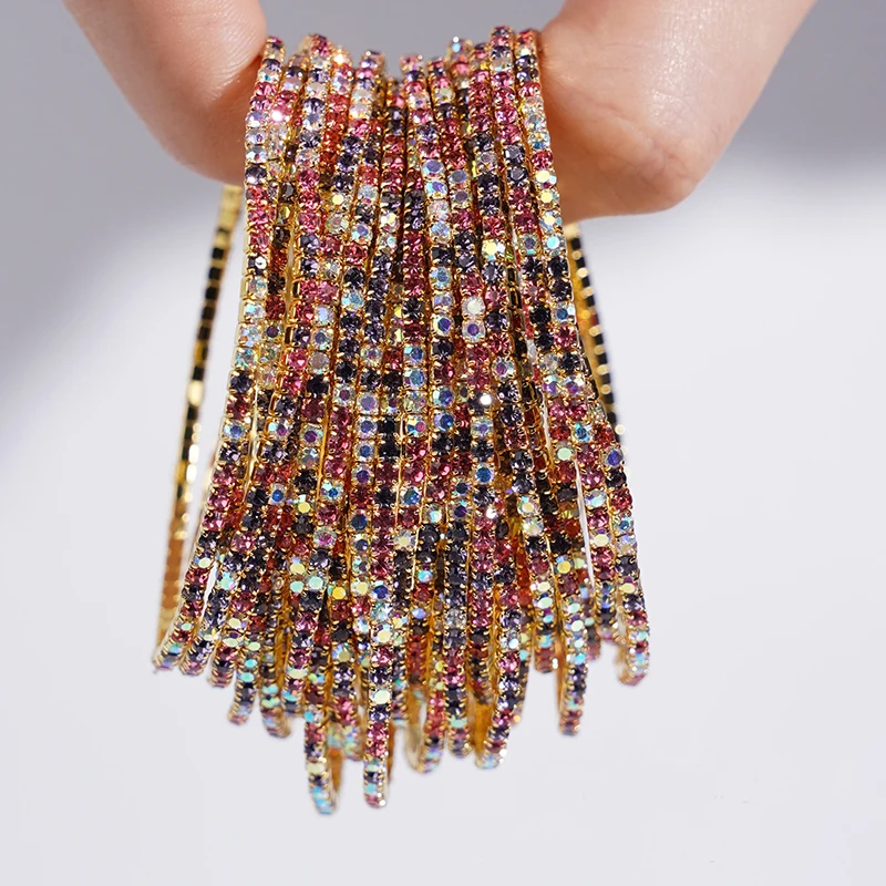 5 Stück modische bunte Strass-Kristall-Stretch-Armbänder für Damen, elastische stapelbare Armbänder, Armband für den Alltag, Damenschmuck