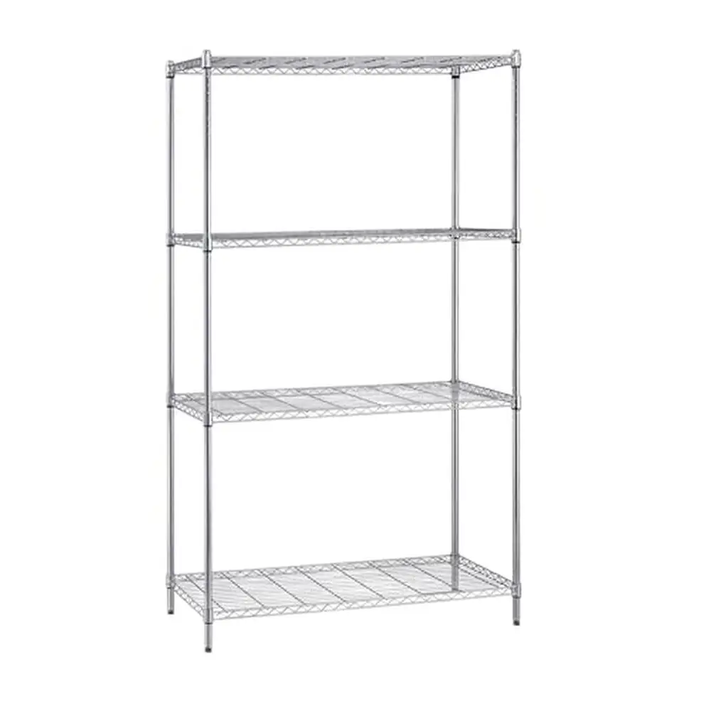 4-Tier Wire Shelving Unit Chrome Finish 24'W x 72'L x 74'H Heavy Duty NSF Certified Detachable Expandable Wire Shelves Storage