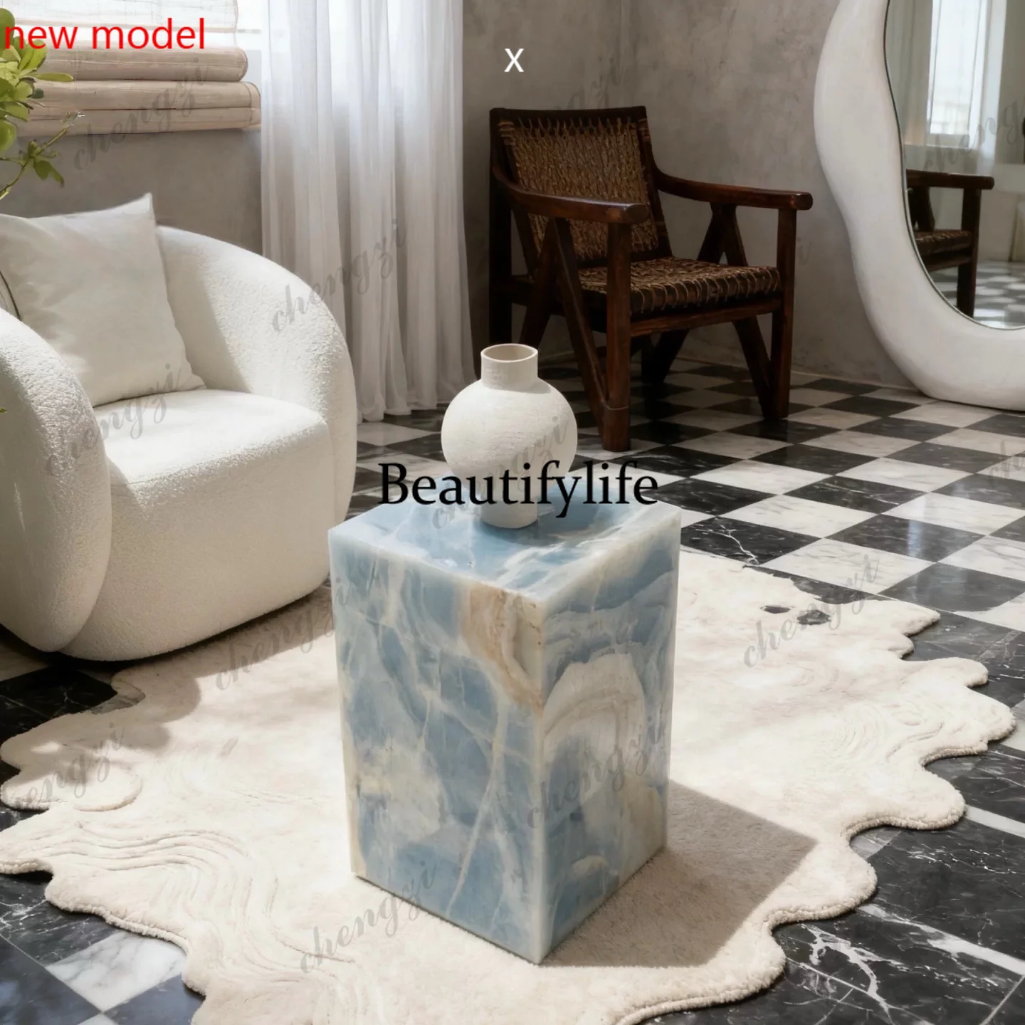DD182Column living room entrance floor, light luxury decoration, vase sculpture display stand