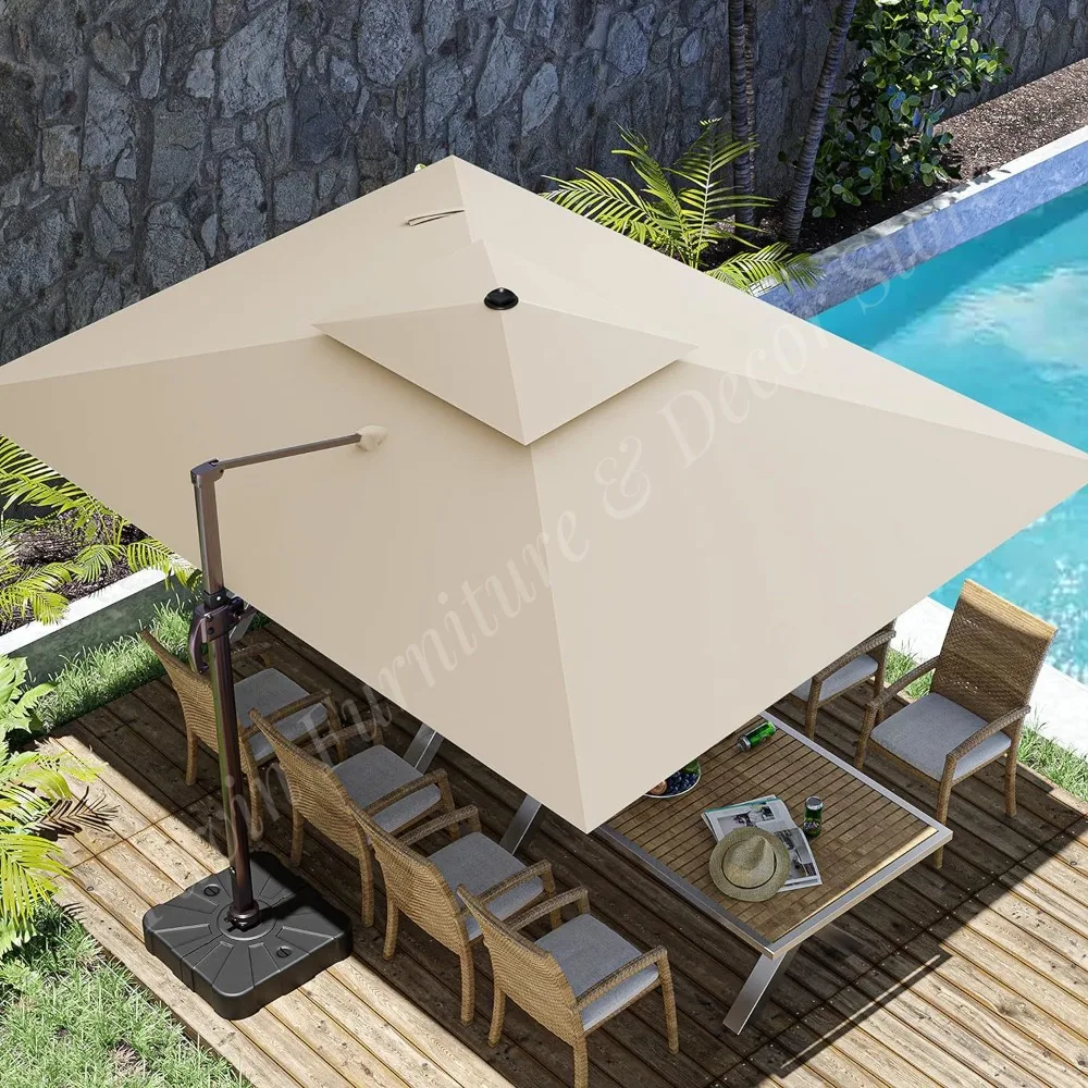 Outdoor Roman Umbrella Waterproof Cantilever Garden Beach Patio Sun Parasol Restaurant Umbrella