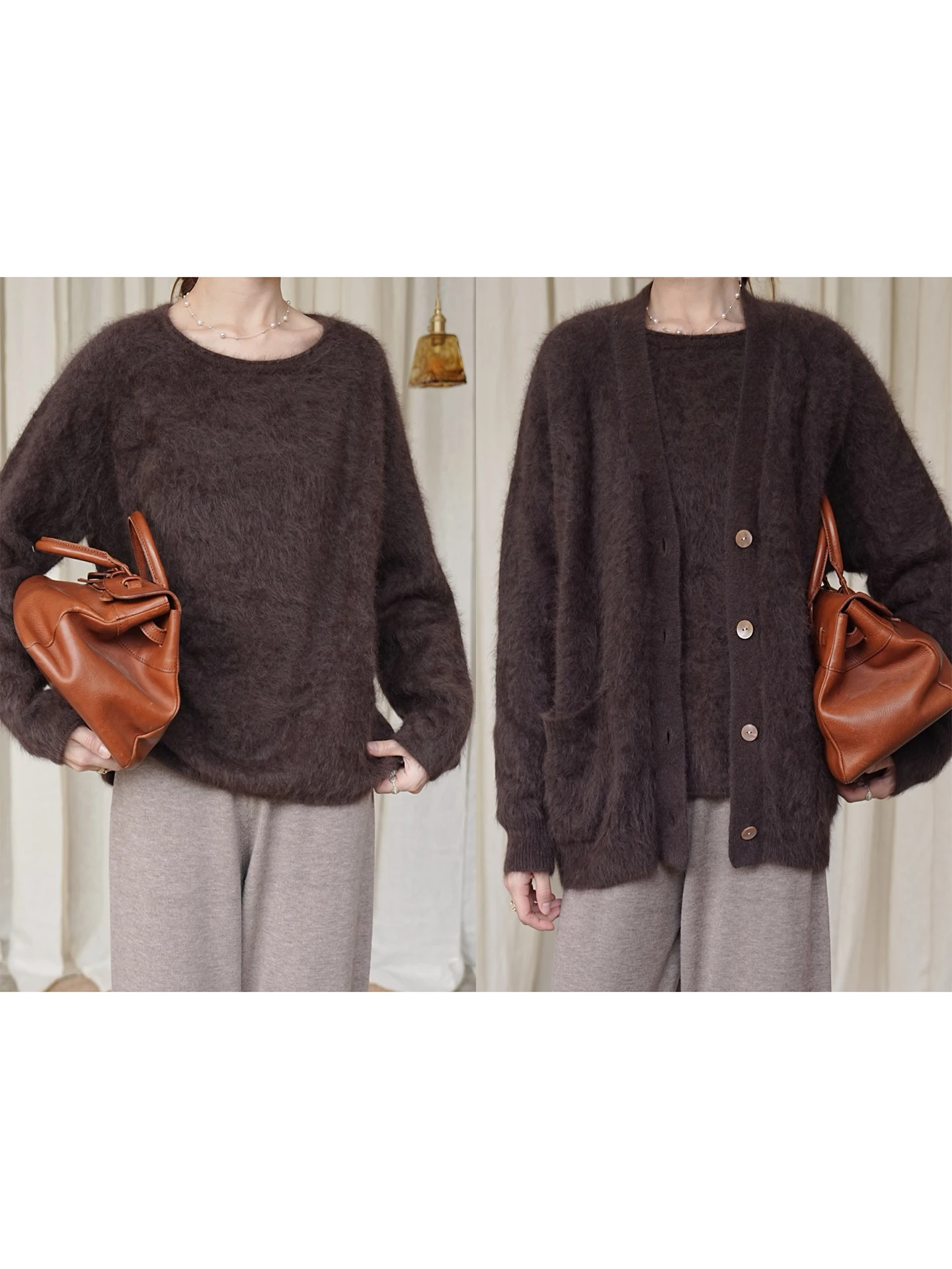 

Элегантный теплый облегающий вязаный свитер из меха премиум-класса, базовый цвет, стойкий, мягкий, удобный, повседневный, свободного кроя, женский.