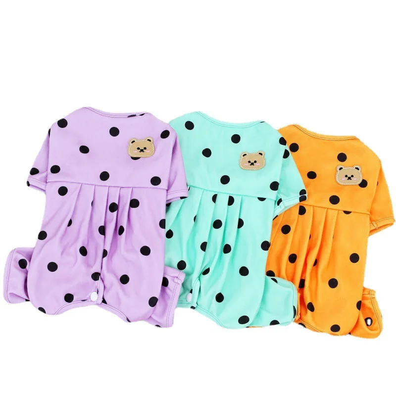 

Cute Bear Pet Four Legged Clothes Full Dot Print Dog Clothes Dog Air Conditioning Clothing Pet Supplies XS-XL