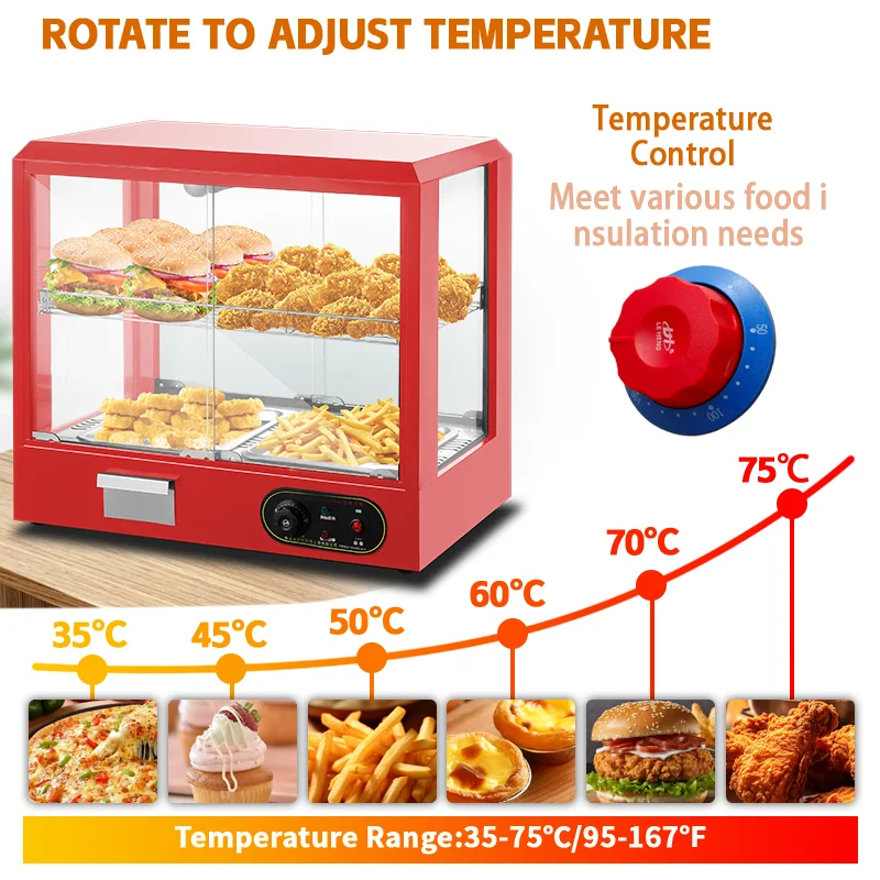 Hot Food Warmer Display Cabinets With Heating Tube For Hotels And Restaurants