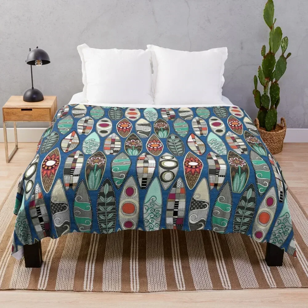 surfboards blue Throw Blanket Shaggy Bed covers Blankets