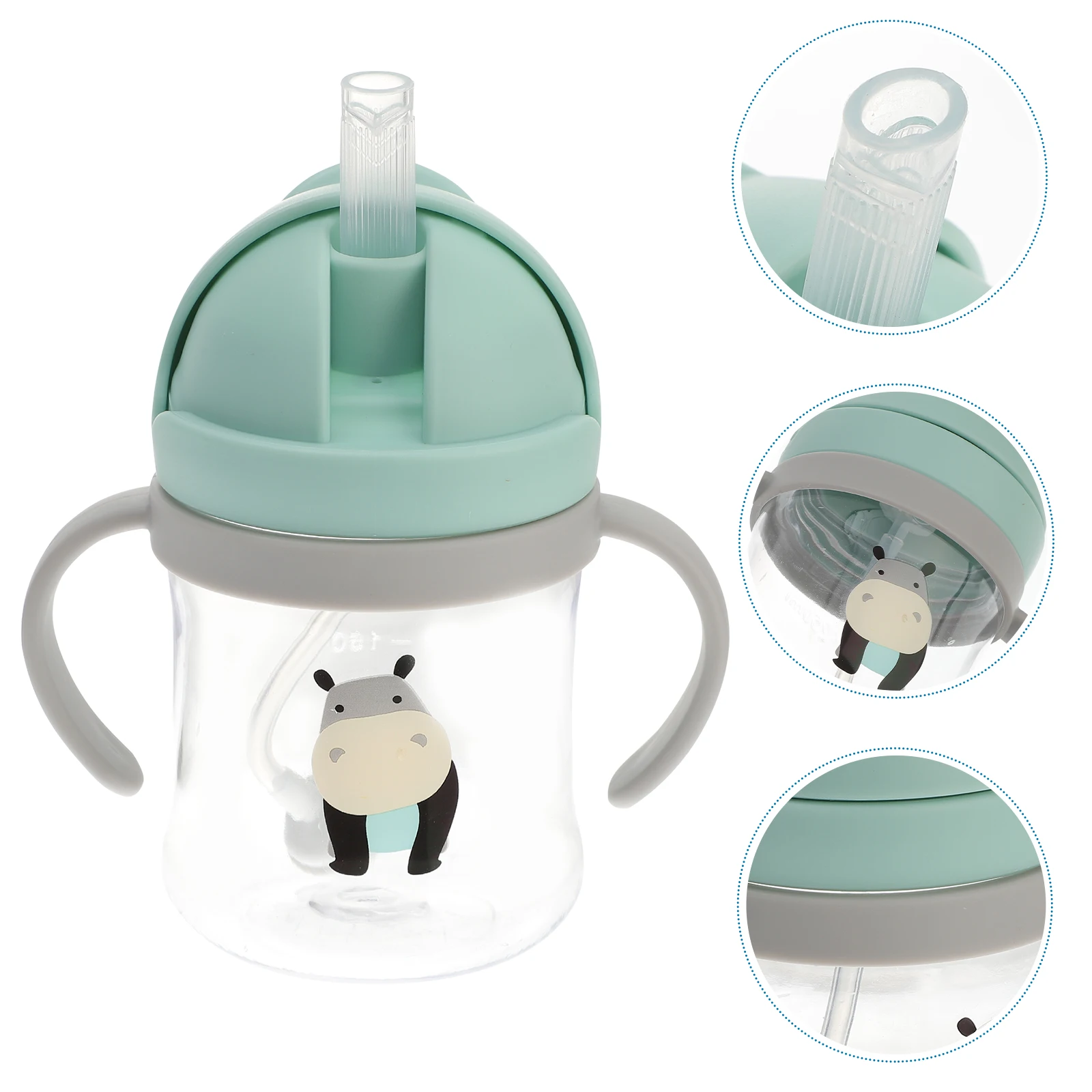 

Straw Spill-Proof Sippy Handles Durable Toddler Drinking Leak-Proof Cover Soft Silicone Straw Safe Baby Water Bottle For
