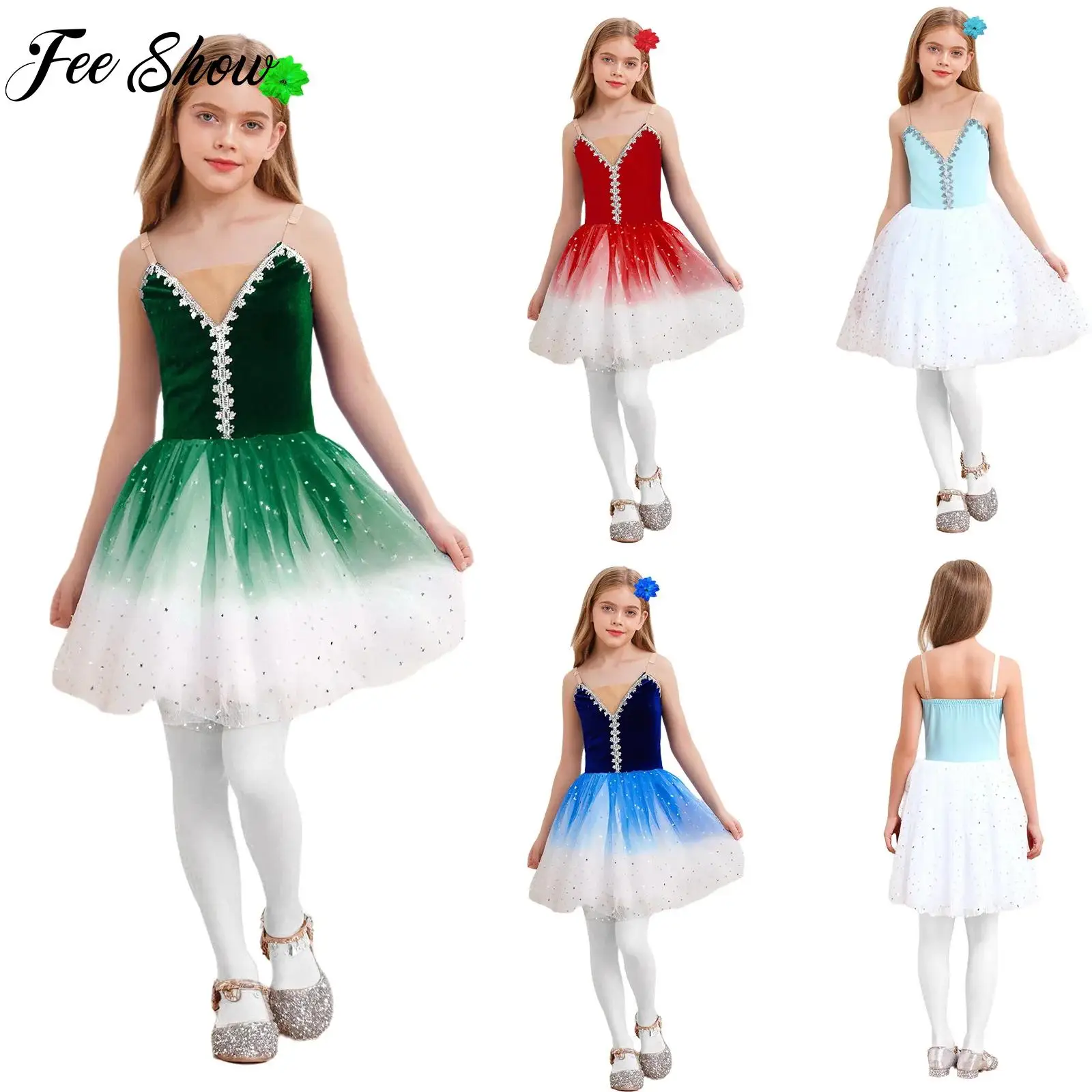 

Kid Girl Ballet Dance Outfits Princess Dress Sleeveless Sequined Rhythmic Gymnastics Ice Skating Performance Dancewear Outfits
