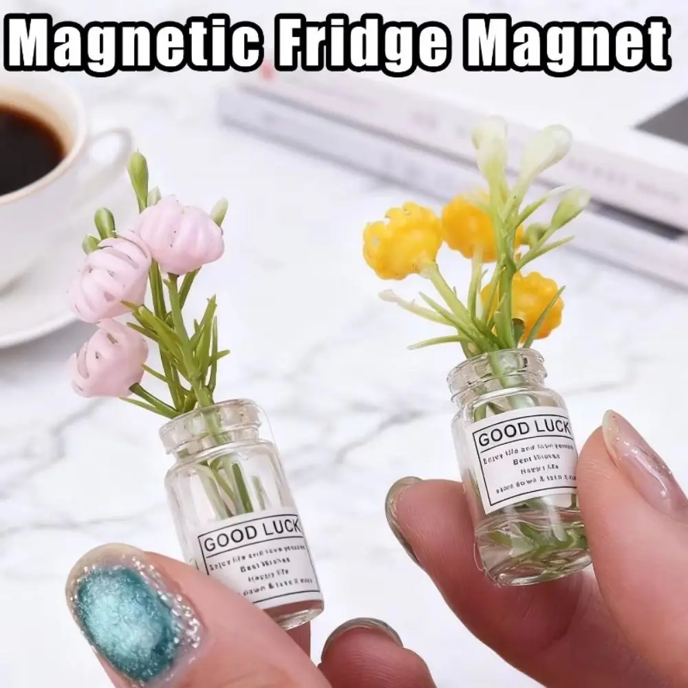 8Pcs Creative Mini Vase Magnets Handmade 3D Vase Refrigerator Magnets Grown in Dark Artificial Small Vase Magnets