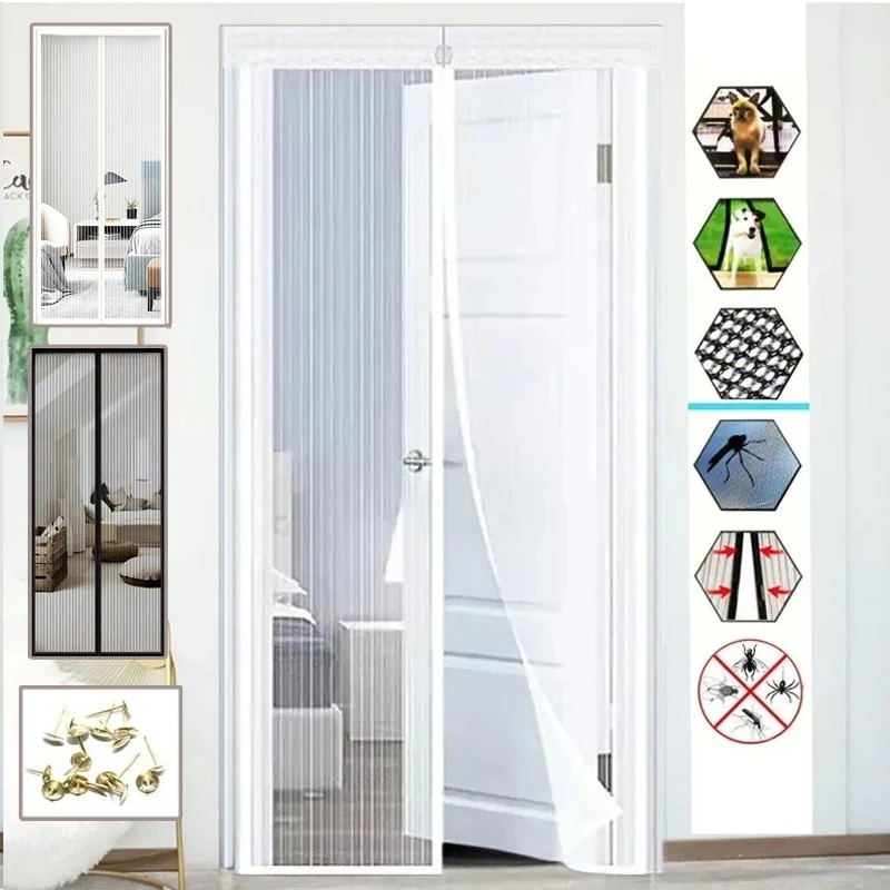 

Magnetic Mosquito Proof Door Curtain White/Black Summer Washable Insect Fly Net Household Partition Magnet Self-priming Mesh 모기발