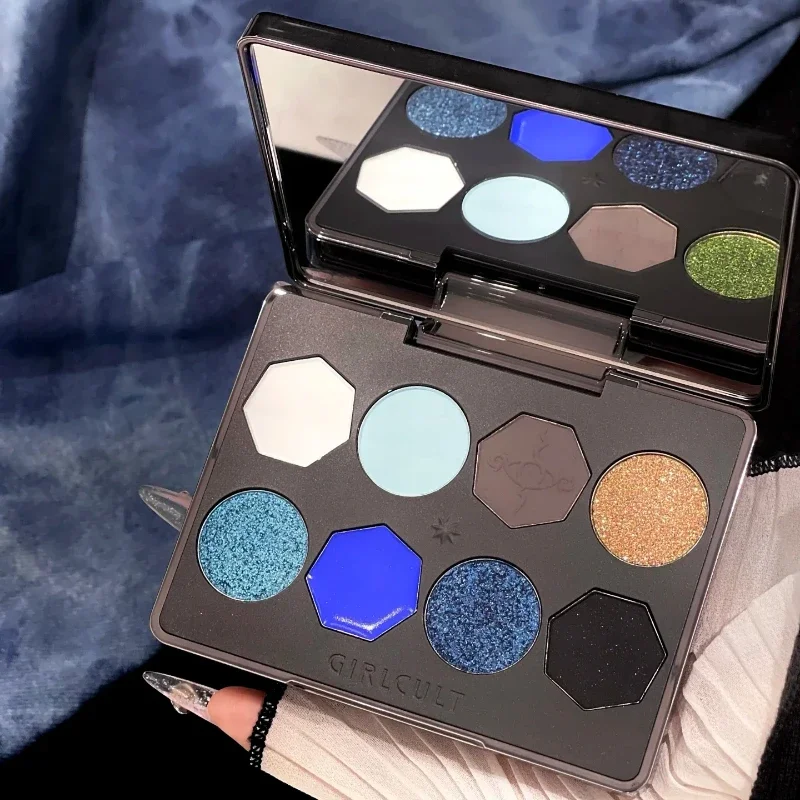 Girlcult Miao Witch Series 8-kleuren oogschaduwpalet Blue Smokey Matte Highlighter Shimmer Glitter Langdurige ogenmake-up