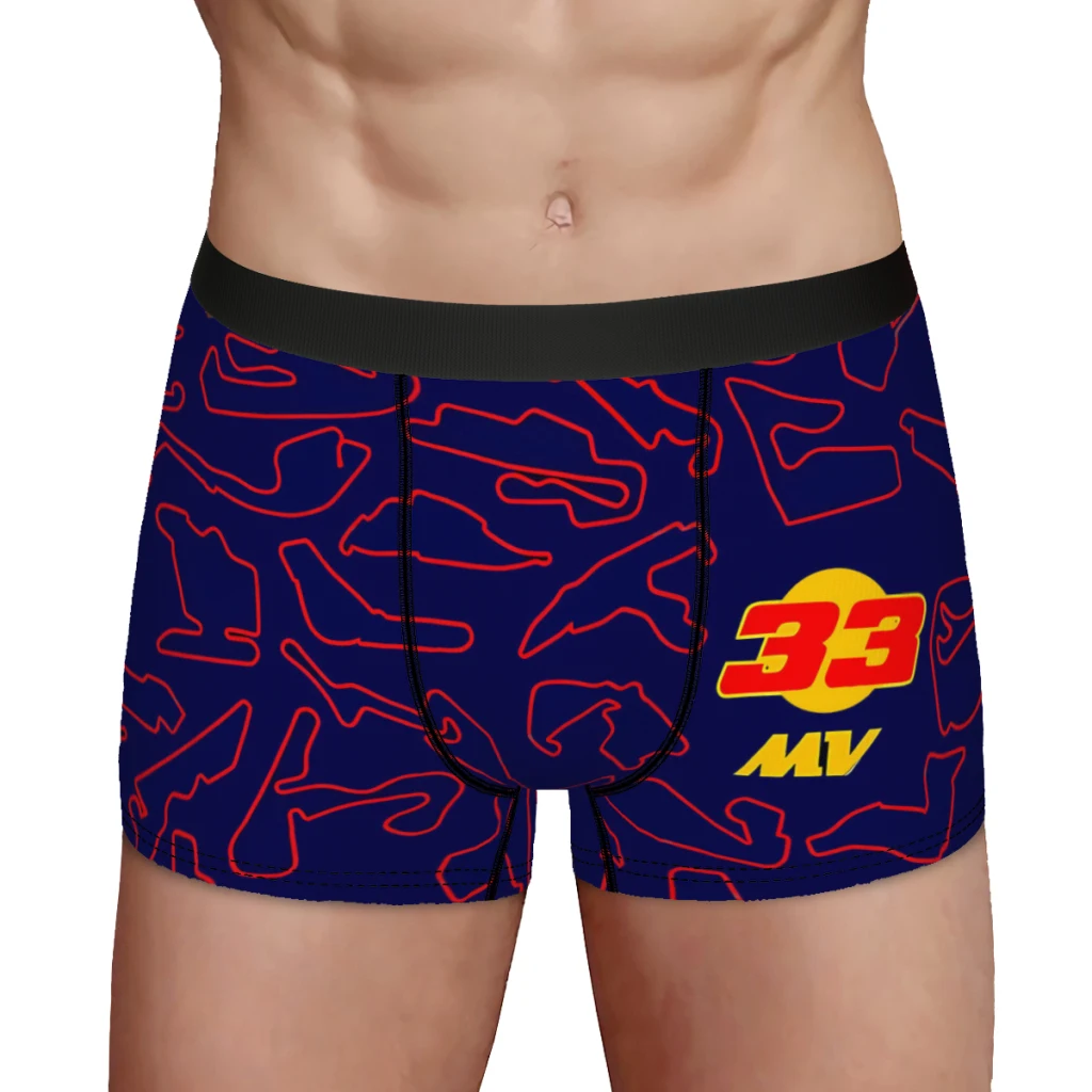 33 MV Circuitos Formular 1 Cuecas Algodão Cuecas Homem Roupa Interior Imprimir Shorts Boxer Briefs