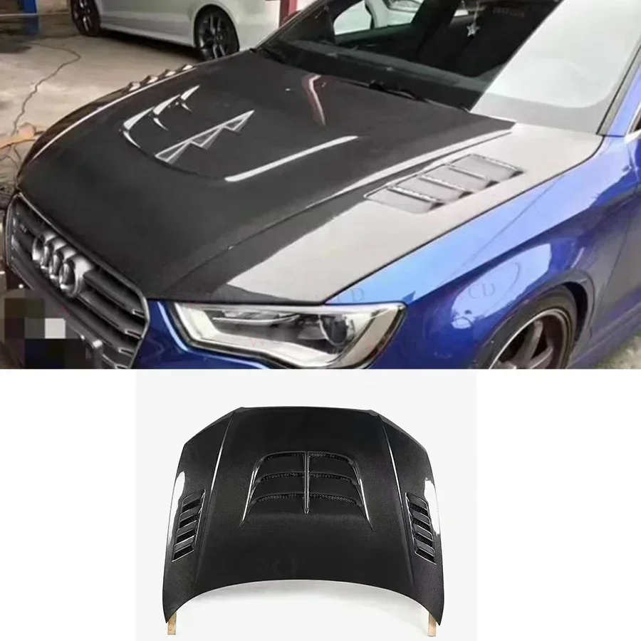 Real Carbon Fiber Hood For 2013-2018 Audi A3 S3 8V Upgrade ST Style Front  Bonnet Cover Car Parts