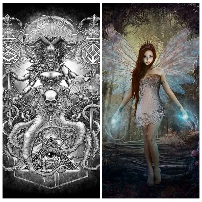 Dark Fantasy Satan Female Horror Skull Ghost Tattoo Surreal Witch Reaper Magic Fairy Canvas Wall Art By Ho Me Lili For Home Deco