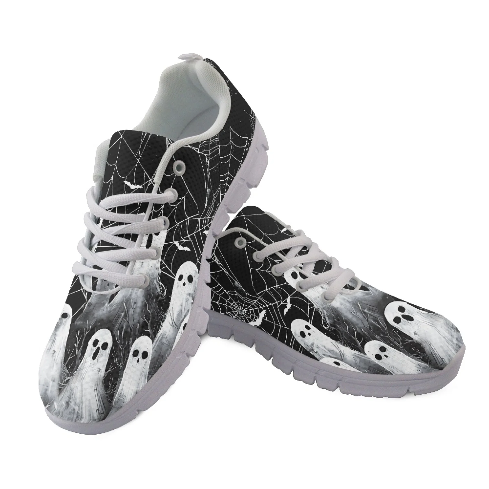 Coloranimal Ghosts Walking Sneakers Mesh & EVA Sole Travel Shoes Lace Up Running Shoes for Women