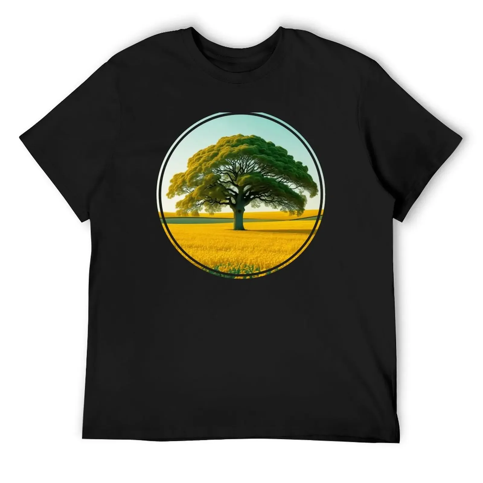 

Gorgeous tree in a rapeseed field T-Shirt gifts for boyfriend funny shirt cotton clothes T-shirt men