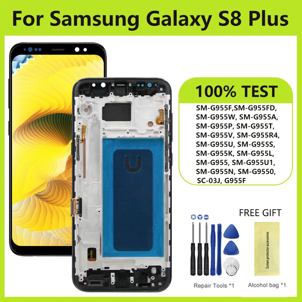 TFT Screen For Samsung Galaxy S8 Plus S8+ Display SM-G955F, SM-G955FD With Frame Touch Screen Assembly Replacement