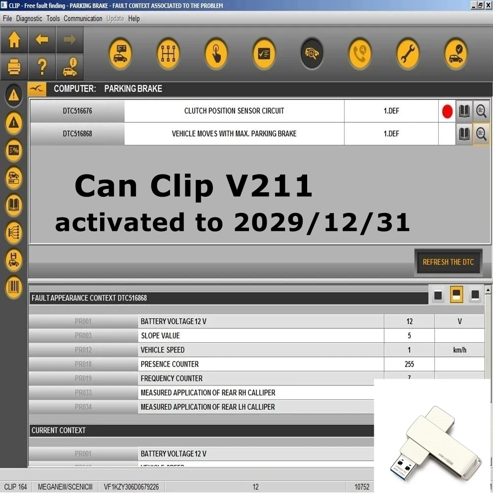 Herramienta de coche, lo último en puede Clip V216V212 V211 V207 para Renault OBD2, CanClip de diagnóstico V205 + Reprog V191 + Extractor de pines V2, actualización a 2029