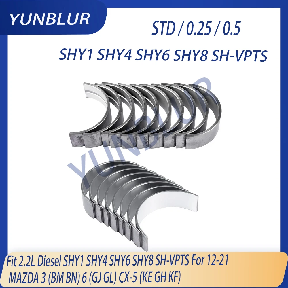 STD 0.25 0.5 Main & Con-rod Bearing Set Fit 2.2 L Diesel SHY1 SHY4 SHY6 SHY8 For 12-21 MAZDA 3 6 CX-5 Engine Part Connecting Rod