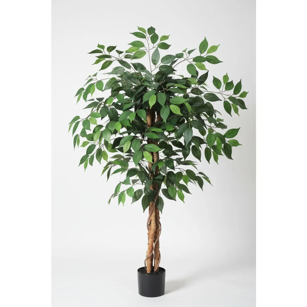 

4-футовое реалистичное искусственное дерево фикуса с деревянным стволом, шелковое искусственное растение для декора домашнего офиса в помещении и на открытом воздухе