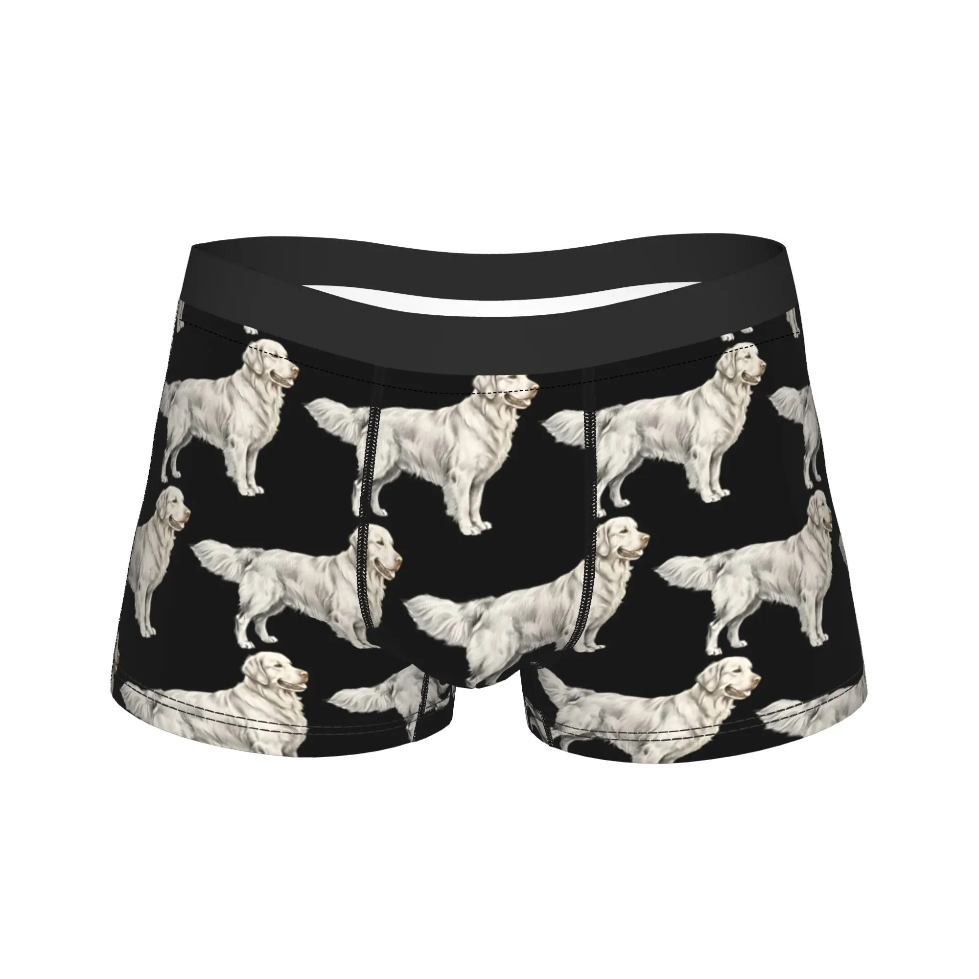 Golden Retriever Full‑body Pencil Sketch Drawing Underwear Men Boxer Brief Comfortable Boxer Shorts Trenky Plus Size Panties