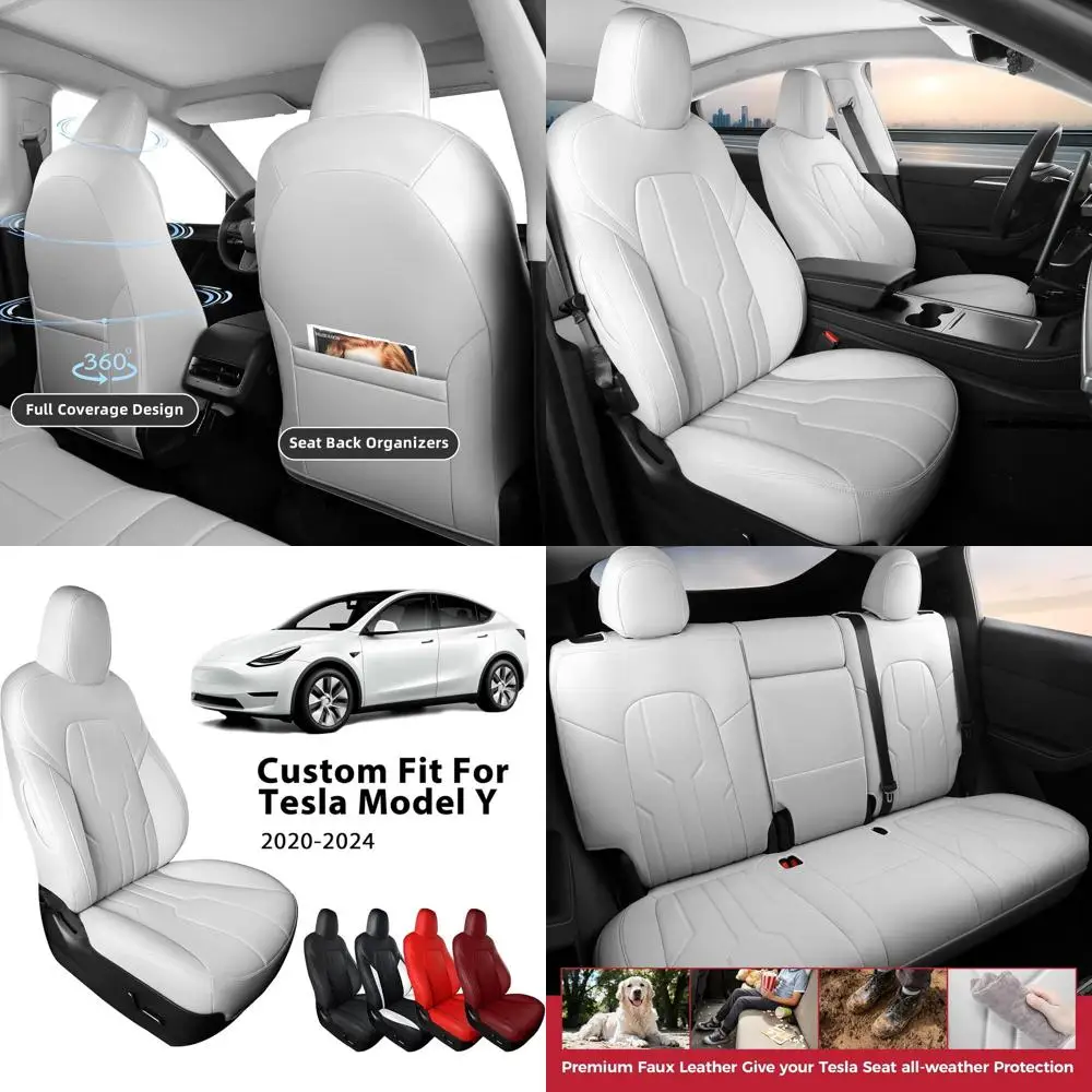 

Car Seat Covers Full Set for Model Y Seat Covers 2024 2023 2022 2021 2020, 360 Full Surround Nappa Leather Seat Protector Access