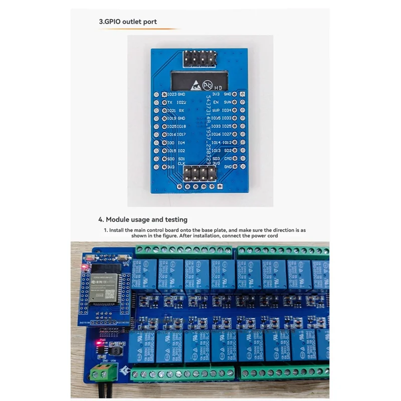 Module de relais Bluetooth WIFI 32 canaux haute performance utilisant ESP32-WROOM sur l'alimentation cc