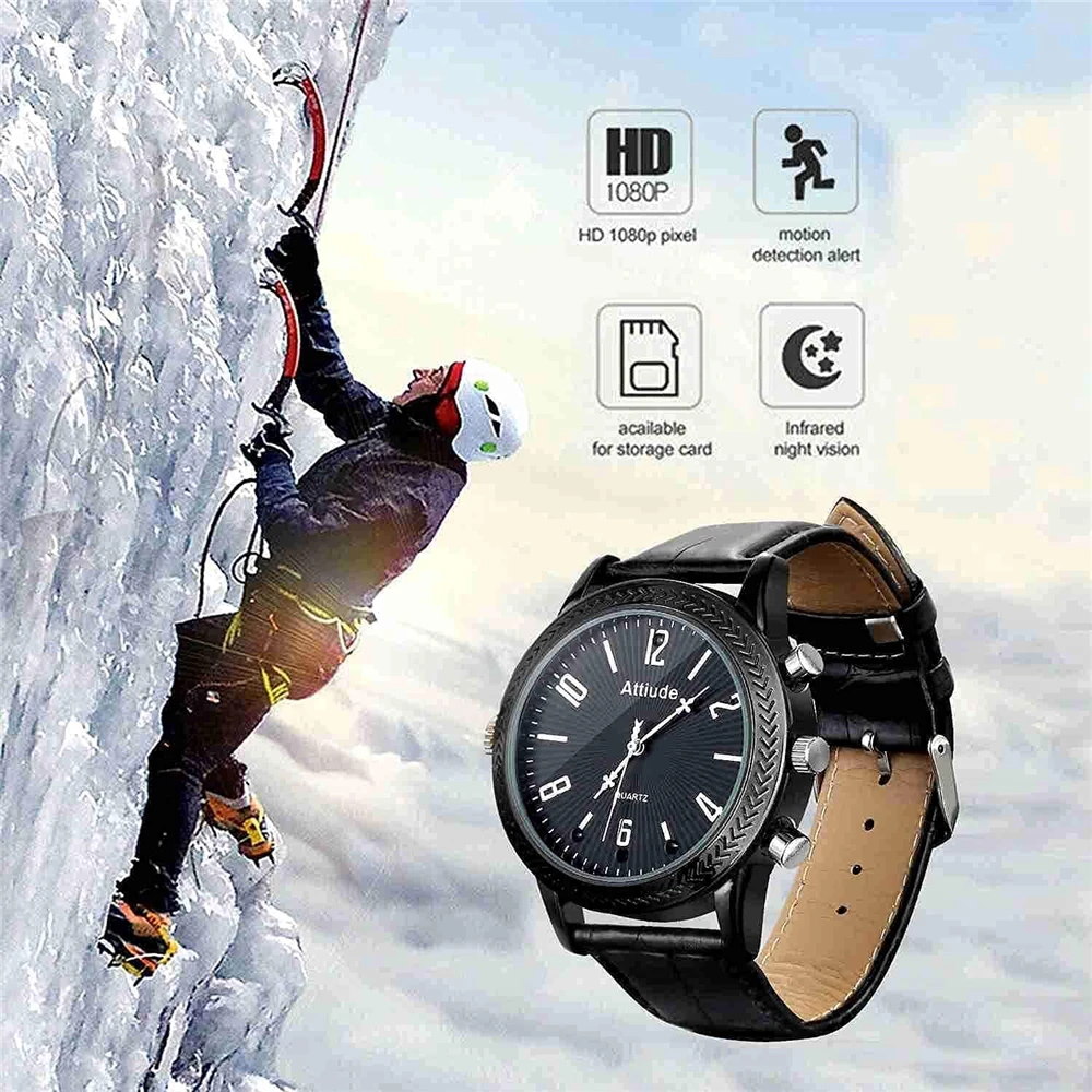 1080P HD mini camcorder watch Micro camcorder infrared night vision Suitable for cycling recording Outdoor recording, etc.