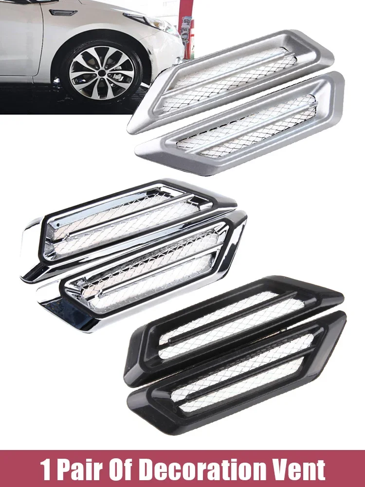 1Pair Car Side Wing Cover Vent Air Flow Spoiler Decoration Intake Grille Trim ABS Decoration Sticker Universal Fit For Most Cars