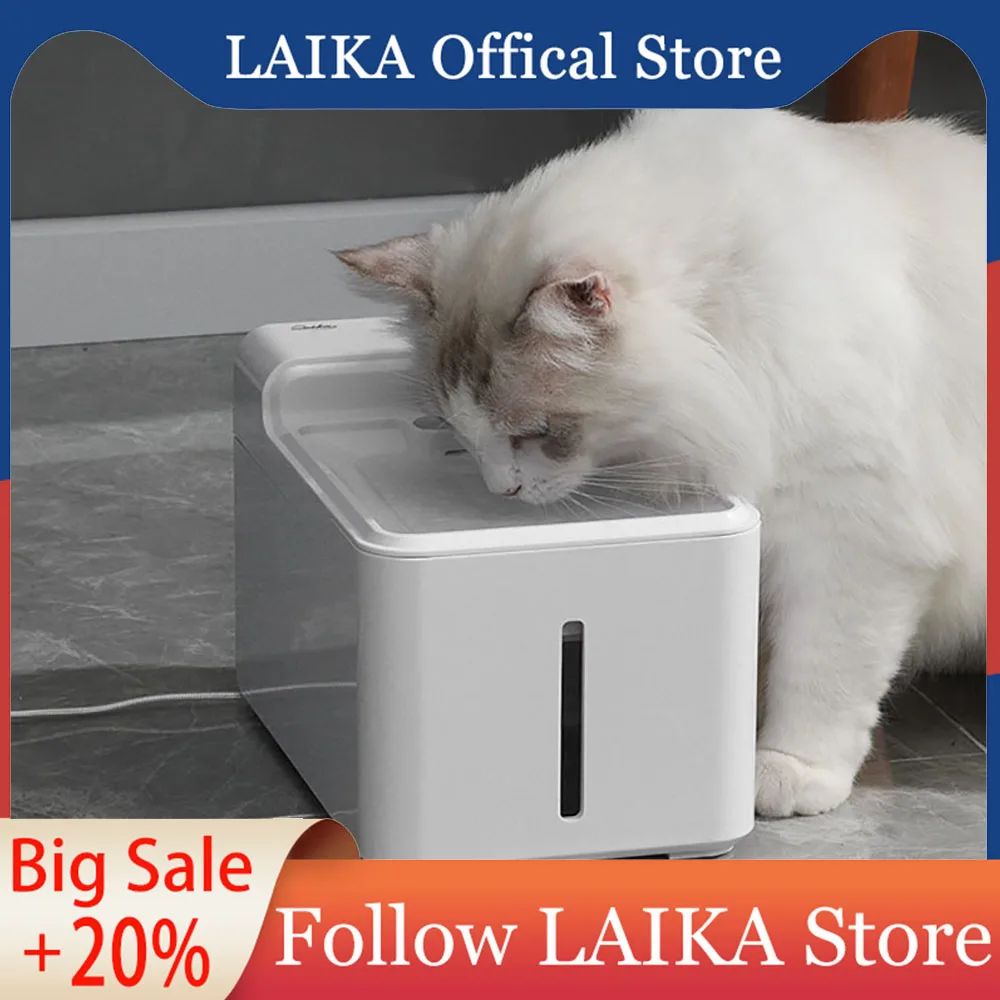 LAIKA 2.7L Cat Water Fountain Dual Modes Dogs Drinking Feeder Ultra Quiet Water Dispenser Filter Drinker Disinfect Water Bowl