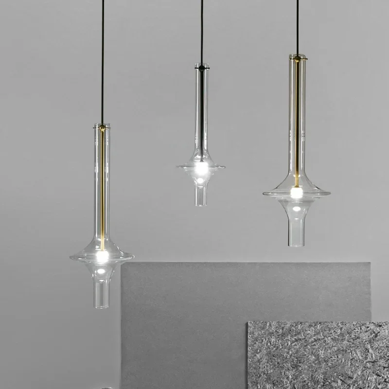 Imagem -05 - Modern Nordic Long Tube Light Pingente de Vidro de Luxo Luz Loft Cozinha Quarto Lâmpadas Suspensão Luminária