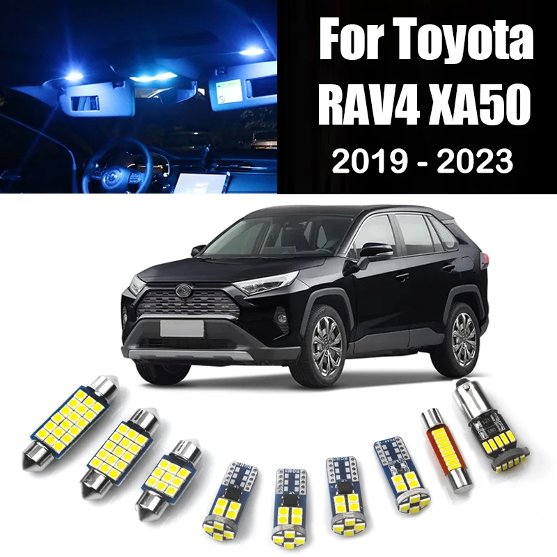 

6pcs Car LED Bulbs For Toyota RAV4 XA50 2019 2020 2021 2022 2023 RAV 4 Hybrid Interior Reading Lamps Trunk Lights Accessories