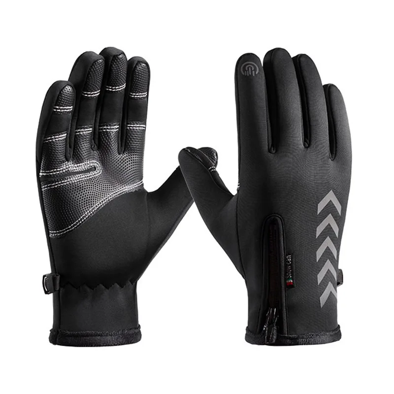 Autumn and Winter Outdoor Windproof Velvet Sport Cycling Gloves Touch Screen Lightweight Full Finger Takeaway Cycling Warm Glove