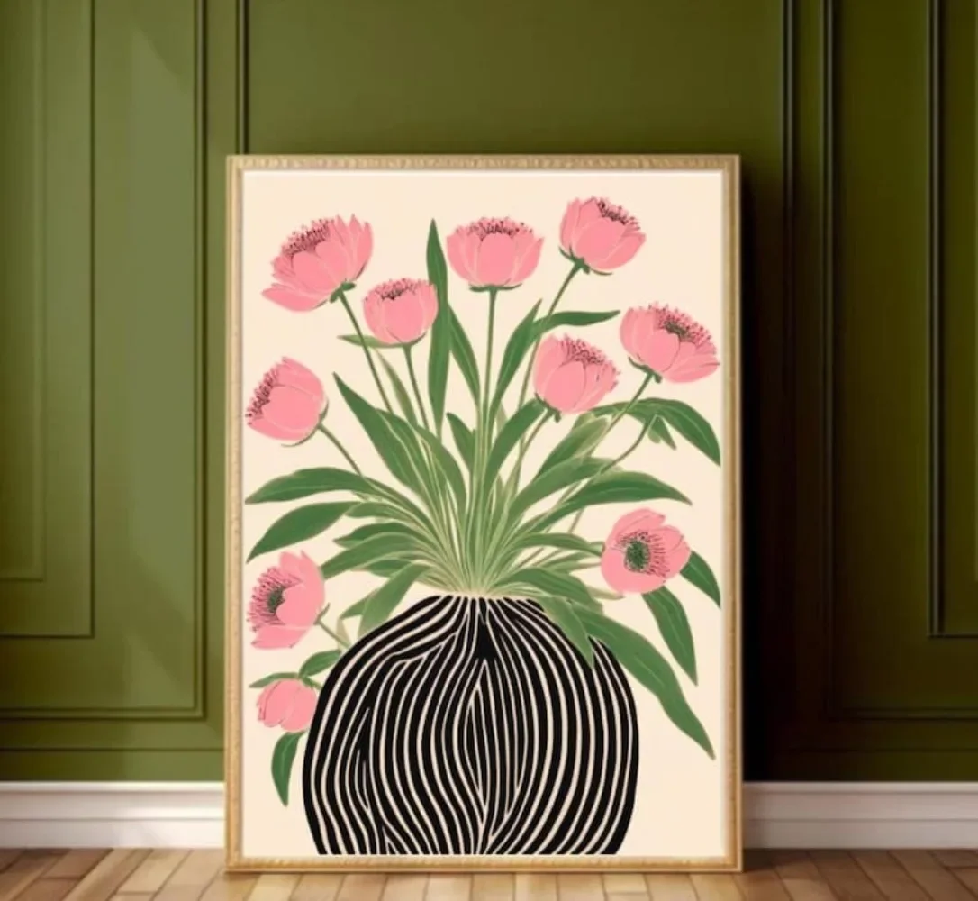 Ein rahmenloses Blumenposter, Matisse-Wandkunst, Pastelldruck, Blumengemälde in Vasen, Farbgemälde, für die Raumdekoration zu Hause, Gi