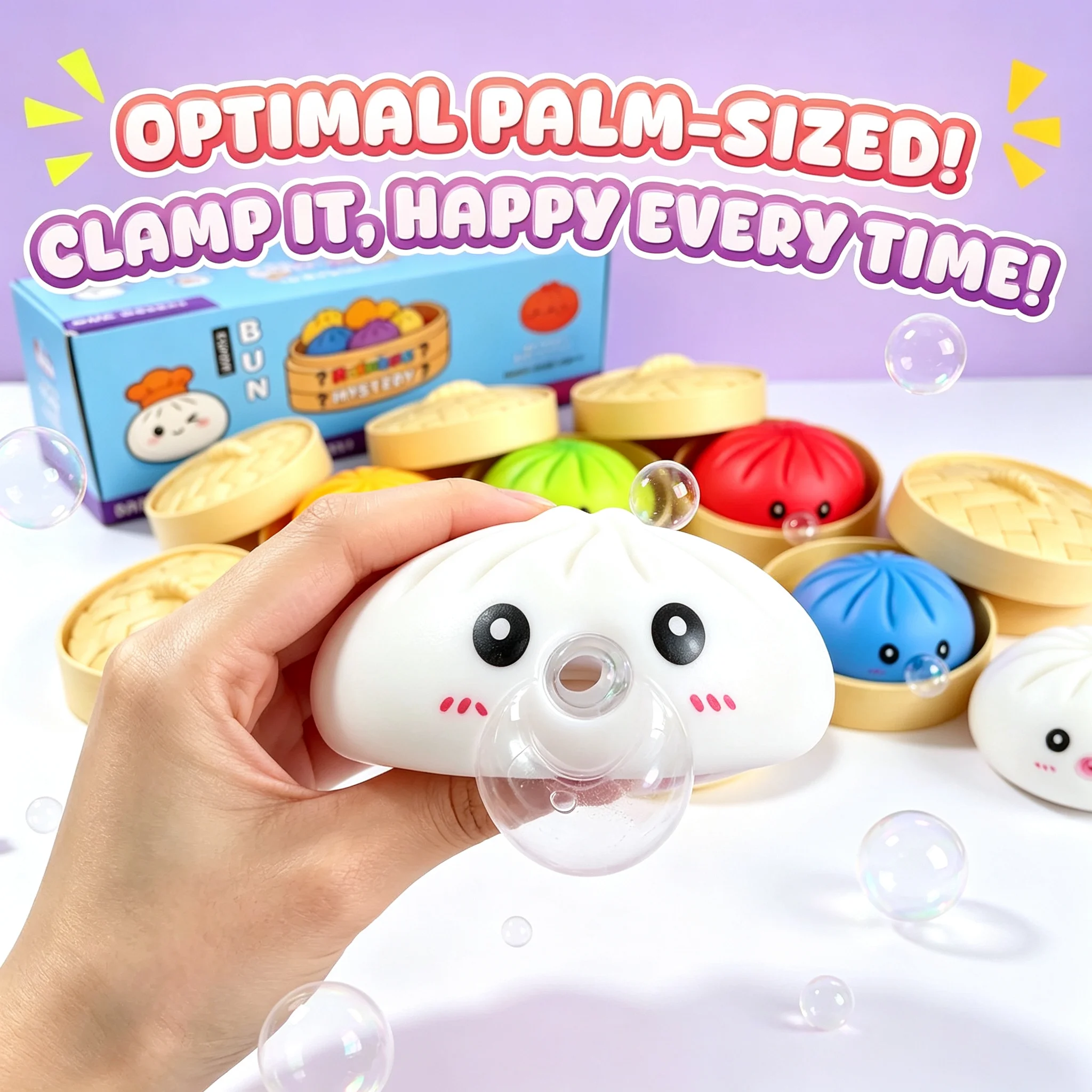 Colorful Smiley Face Dumpling Squishy Bubble-Blowing Blind Box Non-Sticky Slow Rebound Funny Stress Relief Toy view 6
