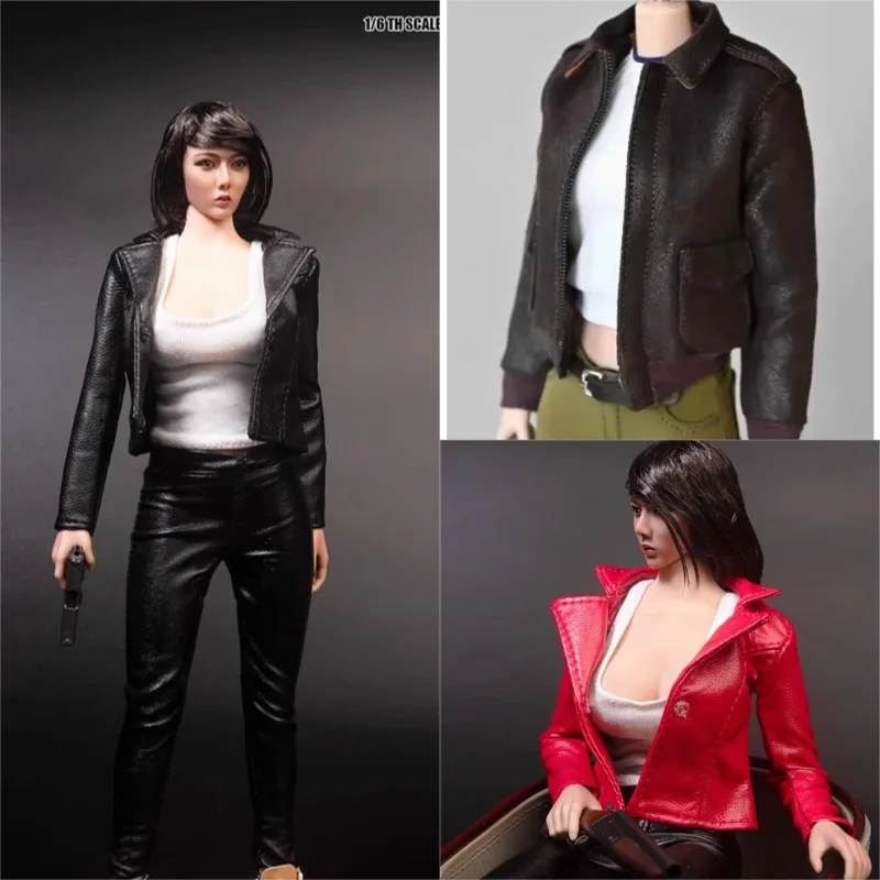 

1/6 Scale Flight Jacket Pu Leather Coat Clothes Model for 12'' Female Soldier Action Figures Toys Gift Collections