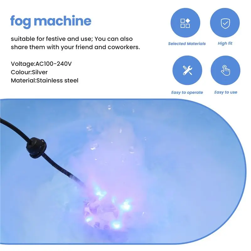 ABJT-Halloween Mist Maker Fogger Fog Machine Fountain Mister Fogger Water Garden Pond Foggers With 12 LED Light Flashes