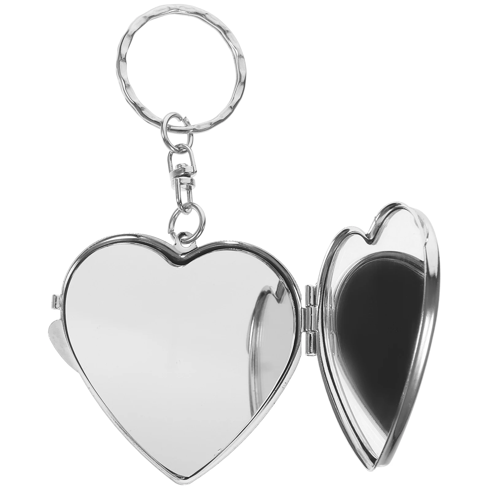 

Heart Shape Metal Hand Compact Silver Small Travel Makeup Lightweight Portable Purse Mirror Mini Mirror for Women