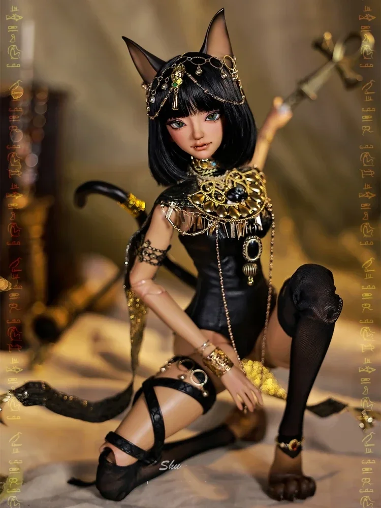 Original Bast 1/4 Bjd Dolls Fantasy Ancient Egypt Mysterious Fighting Style Cat Guard Movable Model Makeup Resin Gifts