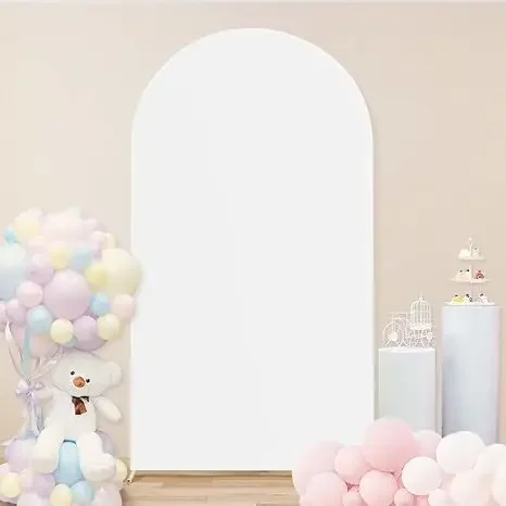 Elastic Wedding Metal Arch Backdrop Cover Birthday Party Photograph Backdrop White Arch Cover Baby Shower Decoration Background