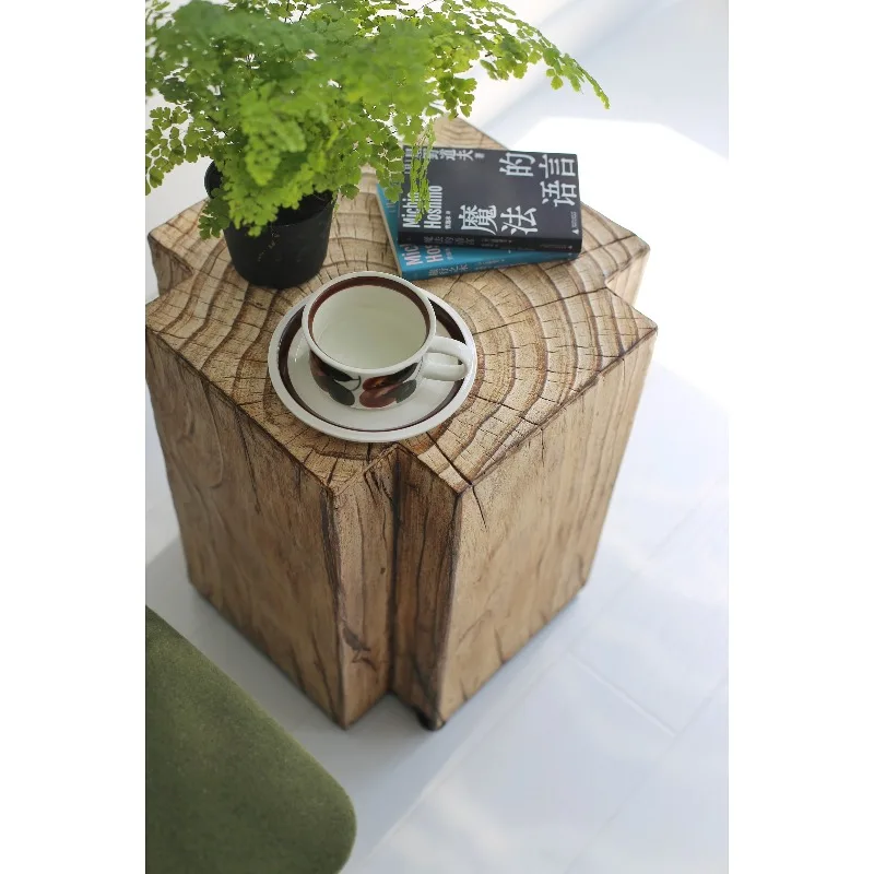 Art sofa designed by Hee Ware, simple Nordic modern imitation wood grain annual ring cross shape, a few corners on the edge