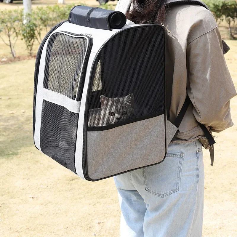 Breathable Pet Cat Backpacks Outdoor Cat Carrier Shoulder Bag for Small Dogs Cats Portable Travel Folding Backpack Pet Supplies