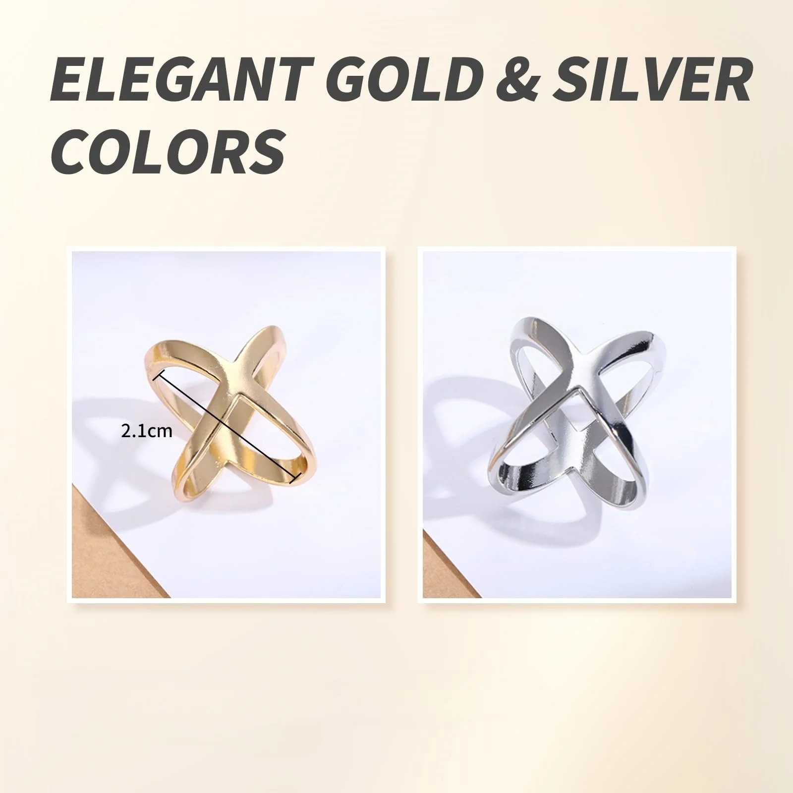 X-förmige Schalclips - Elegante Seidenschal-Schnallenringe für Schals und T-Shirt-Saum, Multifunktionale Modeclips für Damen – Detail 1
