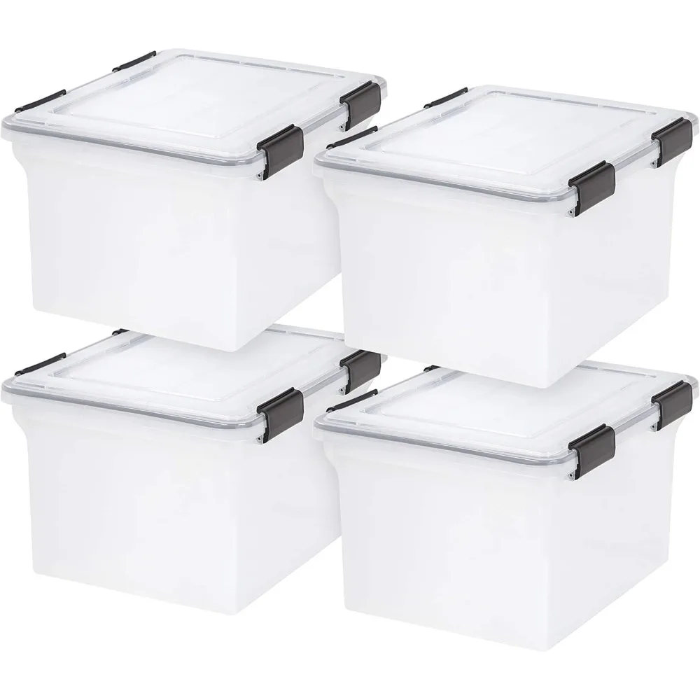 USA File Box WeatherPro File Organizer Plastic File Box for Letter/Legal File, Durable Lid and Seal w/ Secure Latching Buckles