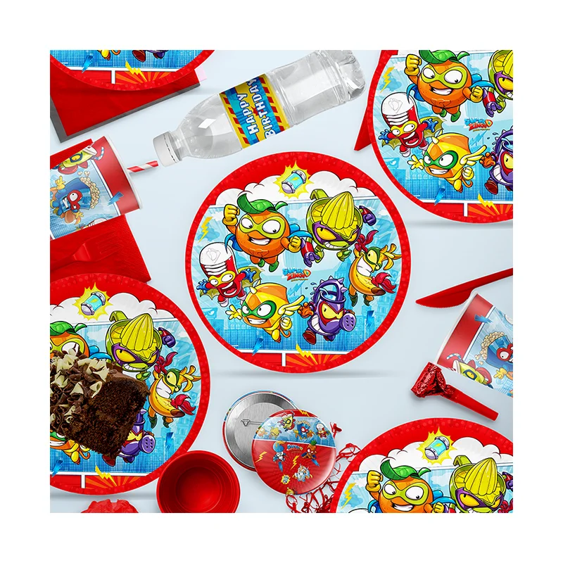 Superzings Theme Birthday Party Decoration Supplies Plates Cup Flag Napkins Disposable Tableware Supplies Set Children Toys Gift