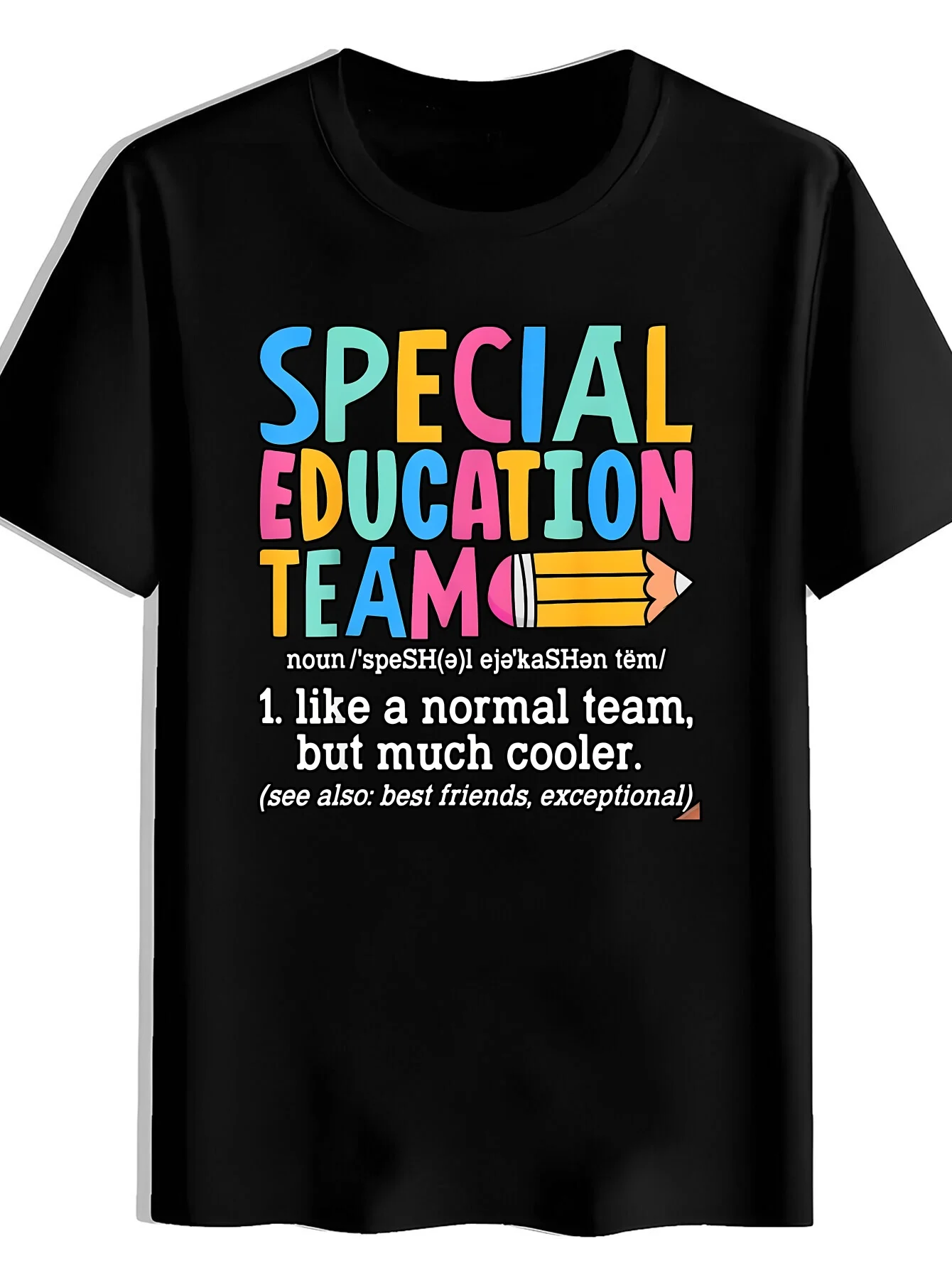 SPECIAL EDUCATION TEAM Men's Casual Crew Neck T-Shirt with Colorful Background Print, Soft and Comfortable Wrinkle-Resistant Top, Machine Washable and Anti-Pilling, Quick-Drying and Easy-Care Short Sleeve T-Shirt with High Value, Wear-Resistant