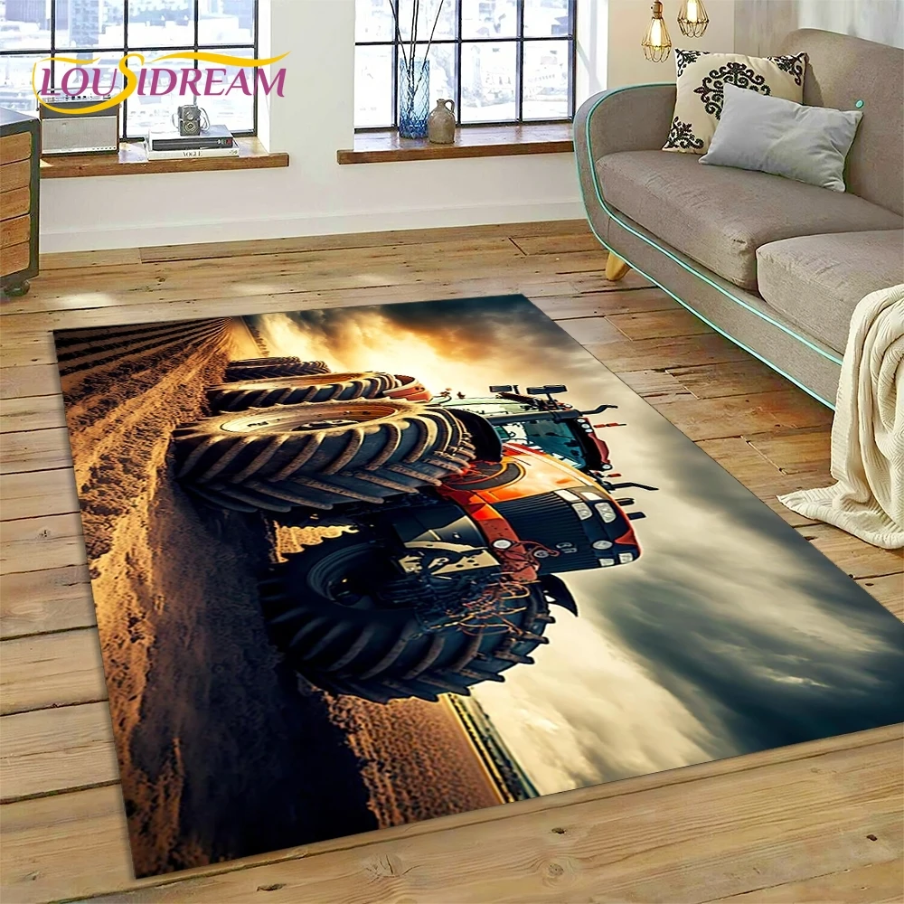 Retro Tractor Car 3D Truck Rug Carpet for Living Room Bedroom Home Decor,Floor Mat Non-slip Decoration for Sofa Doormat Kid Gift