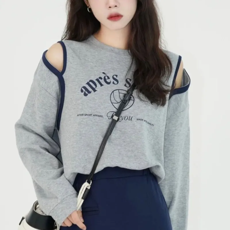 Spring Autumn New Fashion Elegant Round Neck Long Sleeved Sweater Casual Versatile Western Commuter Korean Clothing Women's Top